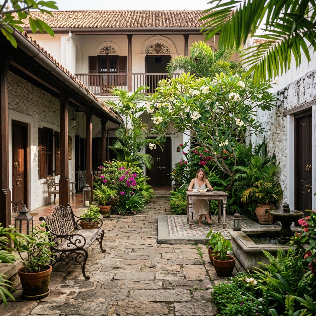 Rock House Galle courtyard